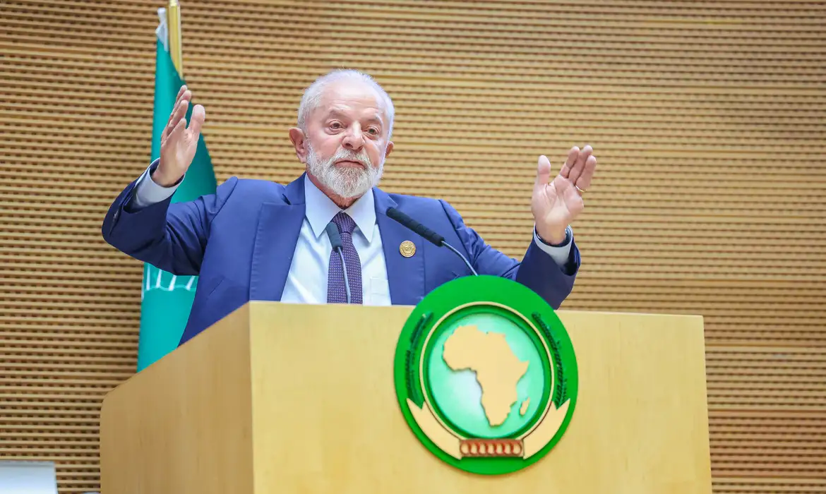 Presidente Lula, durante a participação na cúpula da União Africana. Foto: Ricardo Stuckert/ PR